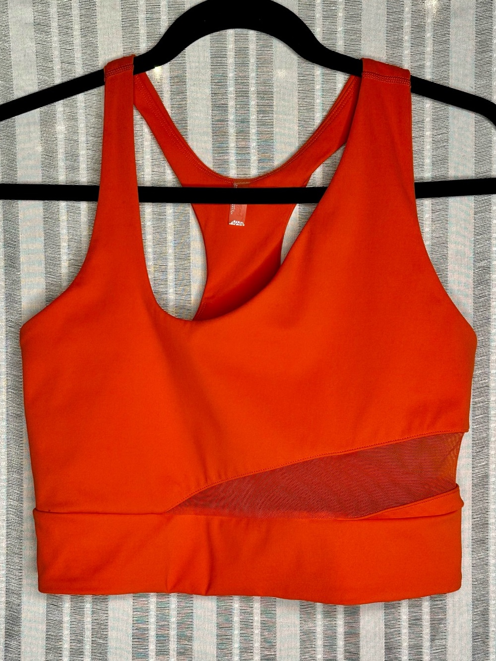 FP Movement by Free People Bright Orange Racerback Sports Bra with Mesh Panel
